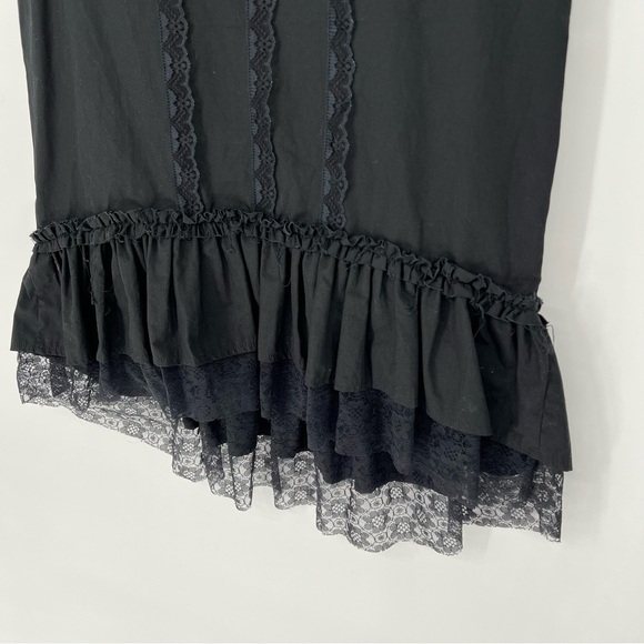 Elegant Black Lace Trim Skirt H&M Goth Practical Magic Hi Lo - Picture 4 of 12
